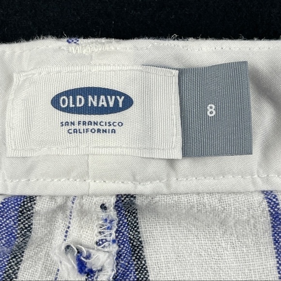 Old Navy Shorts Womens Size 8 White Blue Striped - Picture 2 of 8